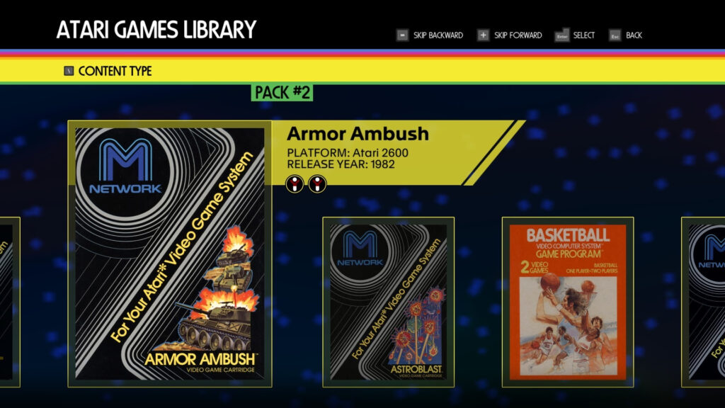 Atari 50 DLC 2 library menu